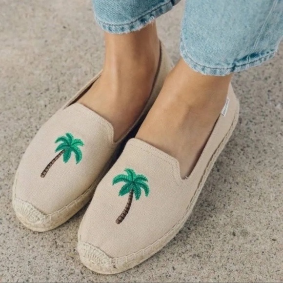 Soludos Palm Tree Smoking Slip On Embroidered Espadrille Canvas - Picture 2 of 5